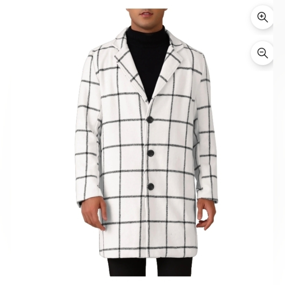 Lars Amadeus Plaid Trench Coat for Men's Color Block Single Breasted Winter Chec